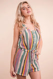 Crochet Multi Color Striped Casual Summer Romper