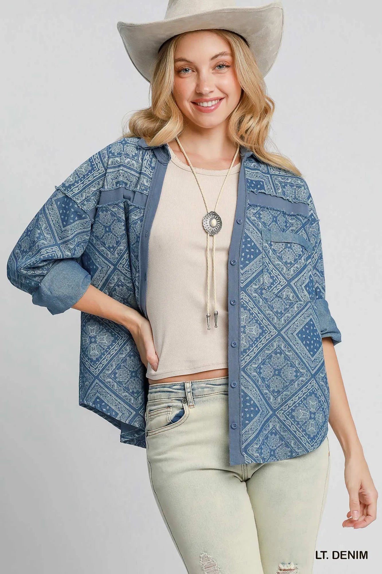 Vintage Patchwork Denim Shirt Jacket