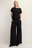 Full Size Textured Wide-Leg Pants with Pockets Plus Size