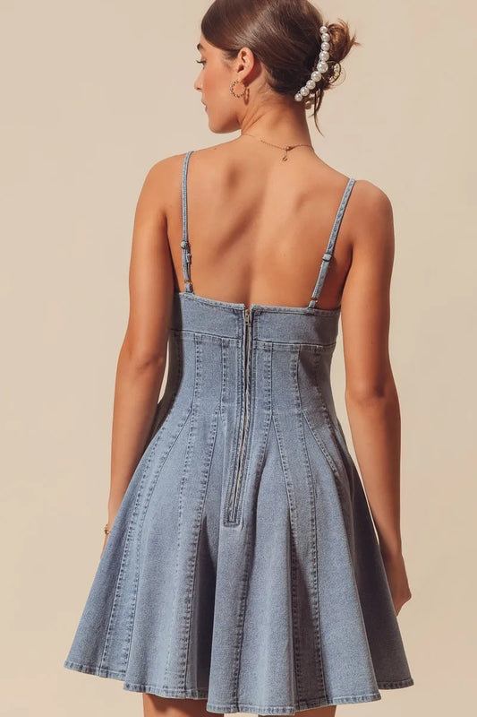 Chic Fit and Flare Denim Mini Dress