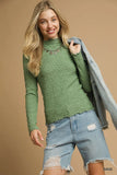 Crinkle Knit Textured Long Sleeve Top