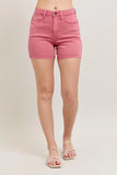 Vibrant Pink Embroidered Denim Shorts