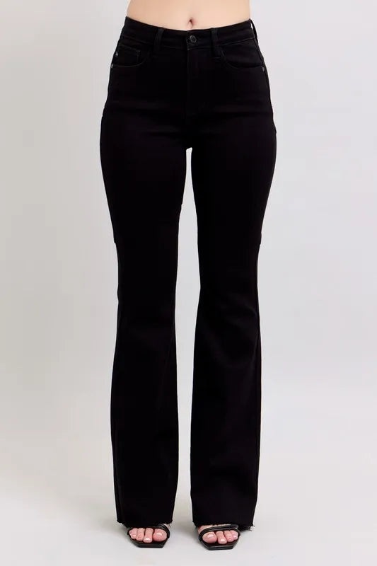 Full Size High Waist Star Seam Detail Flare Plus Size