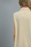 Playful Pink-Trim Sleeveless V-Neck Mini Dress