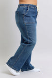 Plus Size High Waist Drawstring Wide Leg Jeans