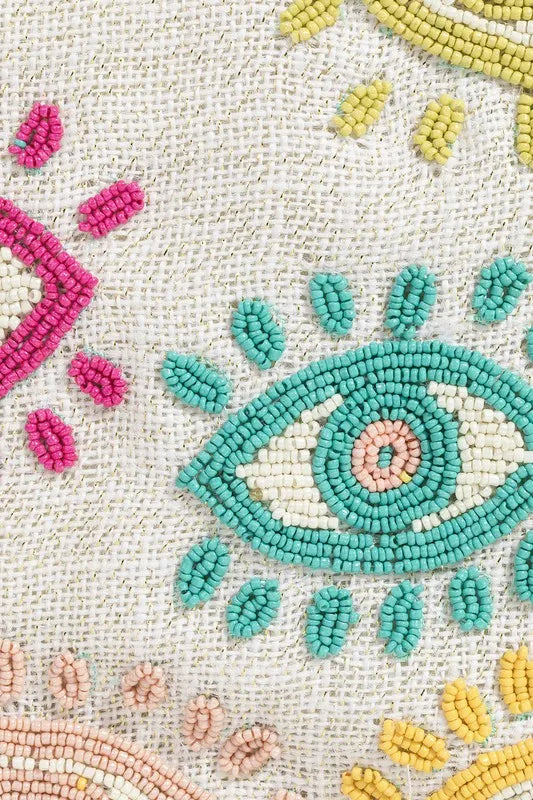 Seed Beaded Eye Pattern Crossbody Bag