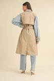 Layered Look Trench Coat With Denim Jacket