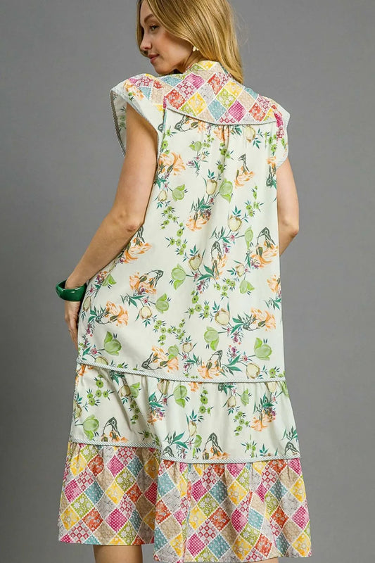 Boho Blossom Empire Midi Dress