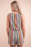 Crochet Multi Color Striped Casual Summer Romper