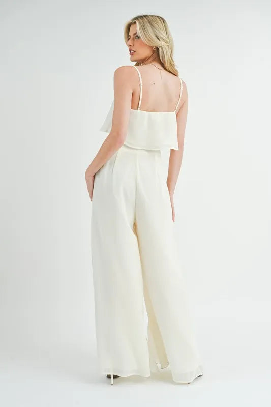Crop Cami and Ruffled Wide Leg Pants Set