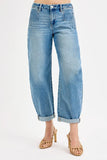 Full Size Mid Rise Barrel Roll Jeans