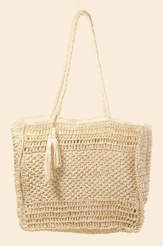 Straw Knit Tote Bag
