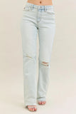 Full Size Distressed Hem Vintage Bootcut Jeans