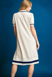 Polo Collar Contrast Trim Midi Dress