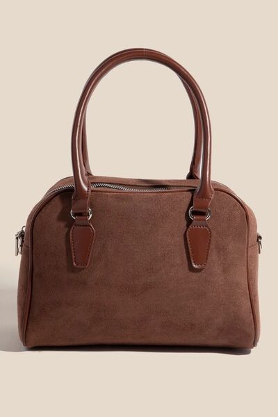 Faux Leather Handle Boxy Handbag