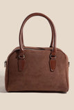 Faux Leather Handle Boxy Handbag