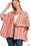 Woven Yarn-Dye Stripe Oversized Button Down Shirt