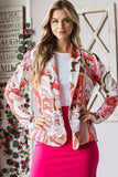 Full Size Shawl Floral Open Blazers Plus Size