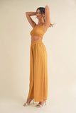 Smocked Bralette Crop Top and Wide Leg Pants Set
