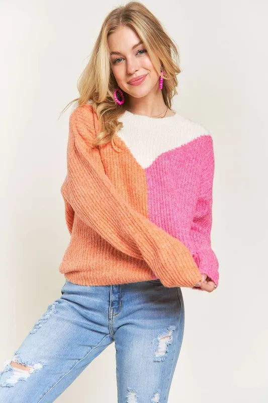 Colorblock Comfy Sweater Top