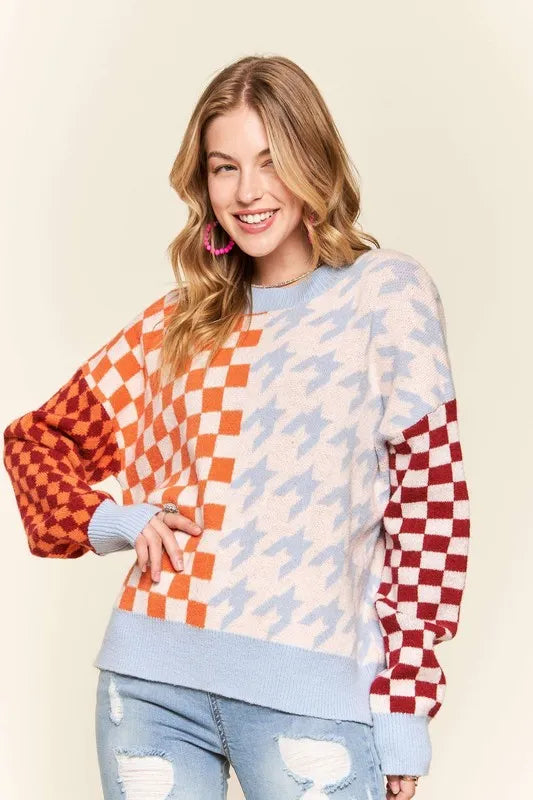 Checker and Houndstooth Sweater