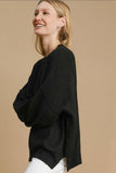 Full Size Side Slit Wool Blend Round Neck Sweater Plus Size