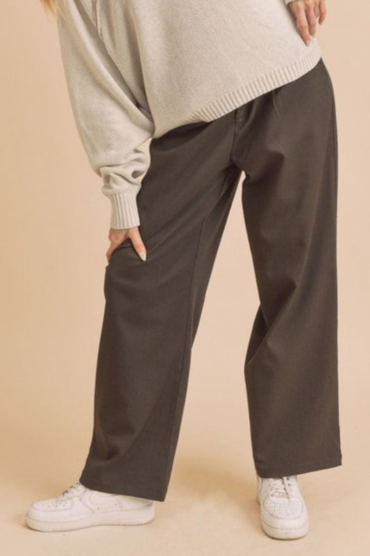 High Waist Wide Leg Pants with Side Pockets