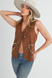 Heart Rivet Detail Suede Vest Coat