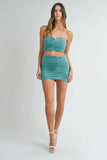 Ruched Tube Crop Top and Skirt Set