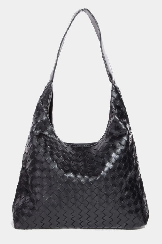 Braided Faux Leather Shoulder Bag