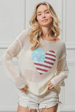 Sequin American Flag Heart Knit Up