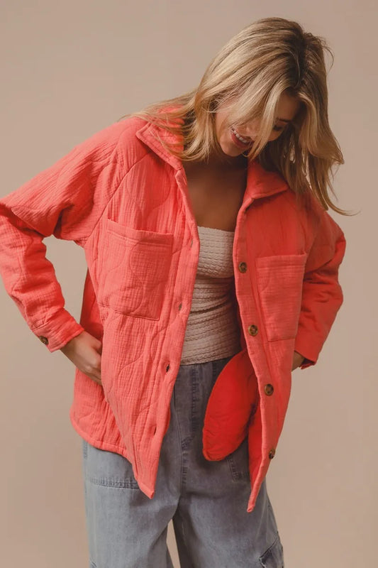 Quilted Long Sleeve Gauze Shirt Jacket