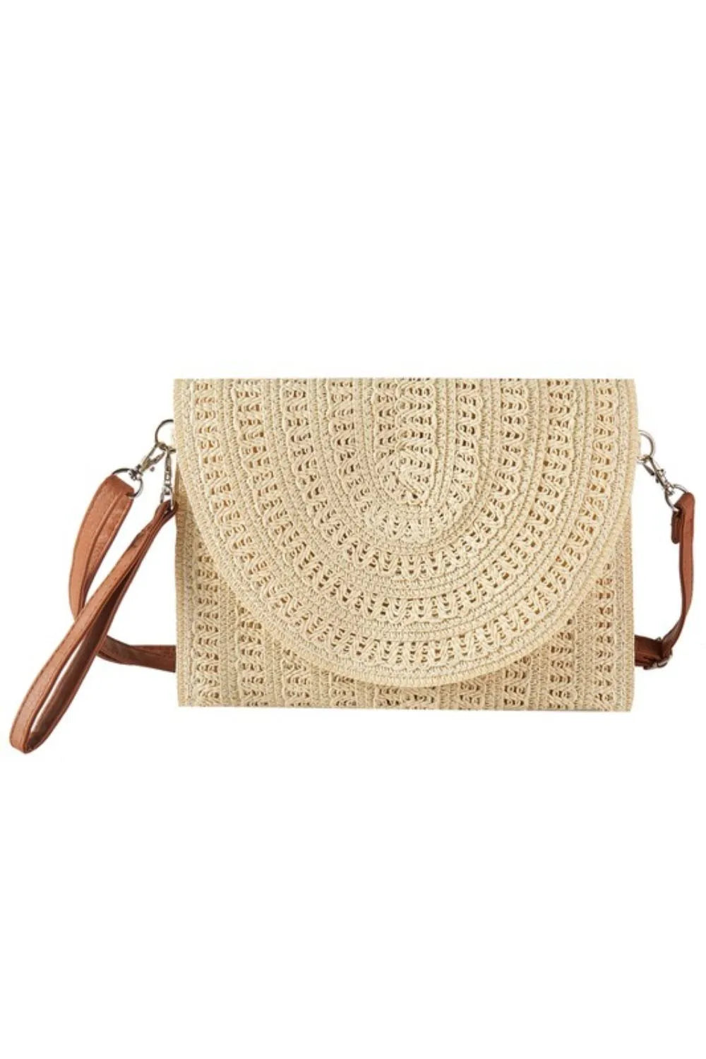 Woven Pattern Straw Crossbody Bag