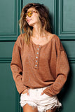 Mink Lurex Stitched Button Detail Top