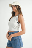 Contrast Trim Grecian Neck Cropped Tank