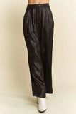 Crinkled Textured Wide Leg Pants