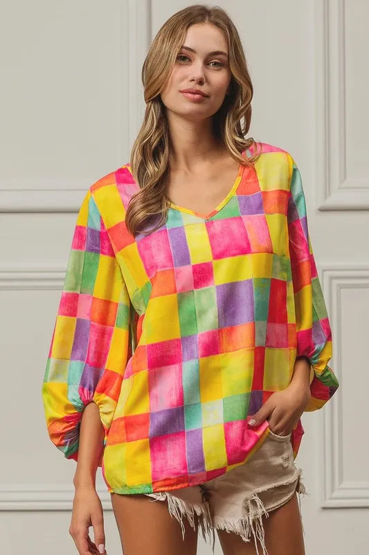 Multi Block Bubble Pop Ballon Top
