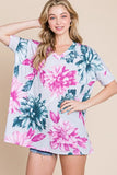 Floral V-Neck Short Sleeve T-Shirt