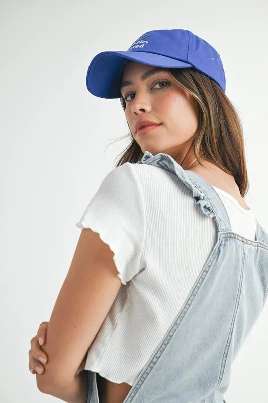 Square Neck Ruffle Shoulder Denim Overall Romper