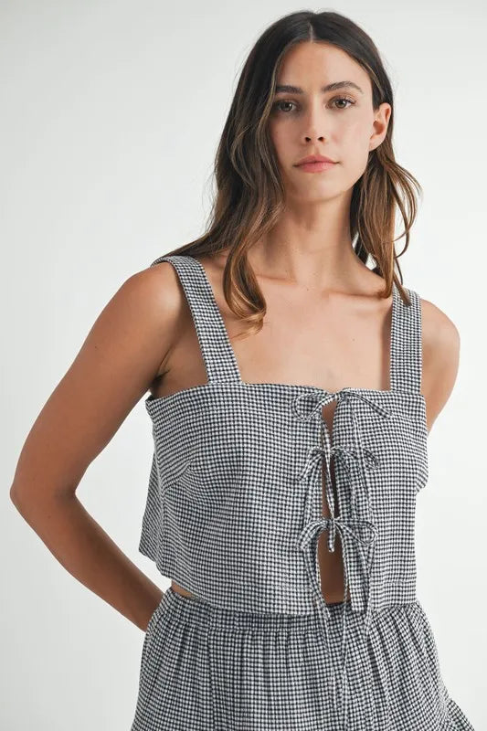Gingham Plaid Crop Top and Mini Skirt Set