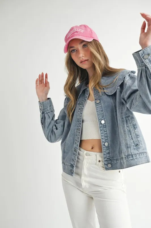 Scallop Peter Pan Collar Denim Jacket