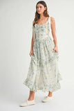Floral Printed Shoulder Strap Midi Dress