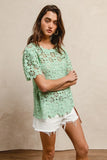 Boho Crochet Knit Short Sleeve Top