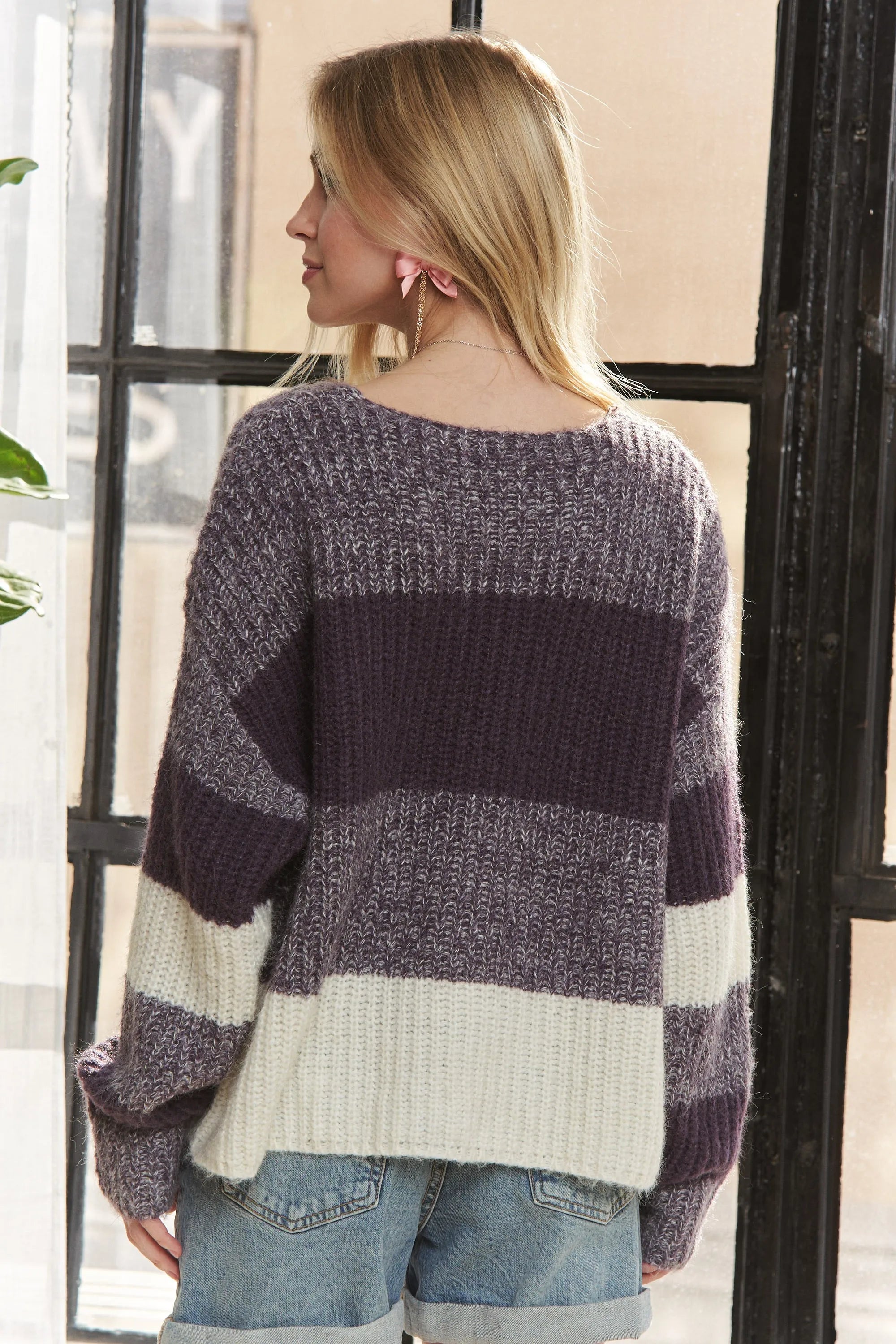 Long Sleeve Color Block Sweater