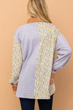 Floral and Plaid Color Block Shirts with Pocket