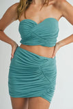 Ruched Tube Crop Top and Skirt Set