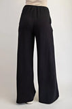 Full Size Ribbed Wide-Leg Pants with Pockets Plus Size