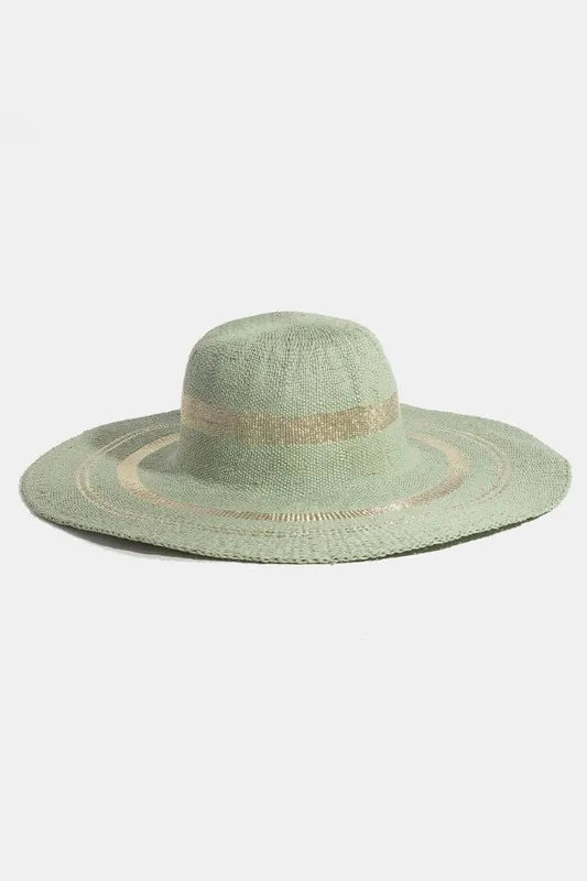 Elegant Metallic Trim Floppy Sun Hat