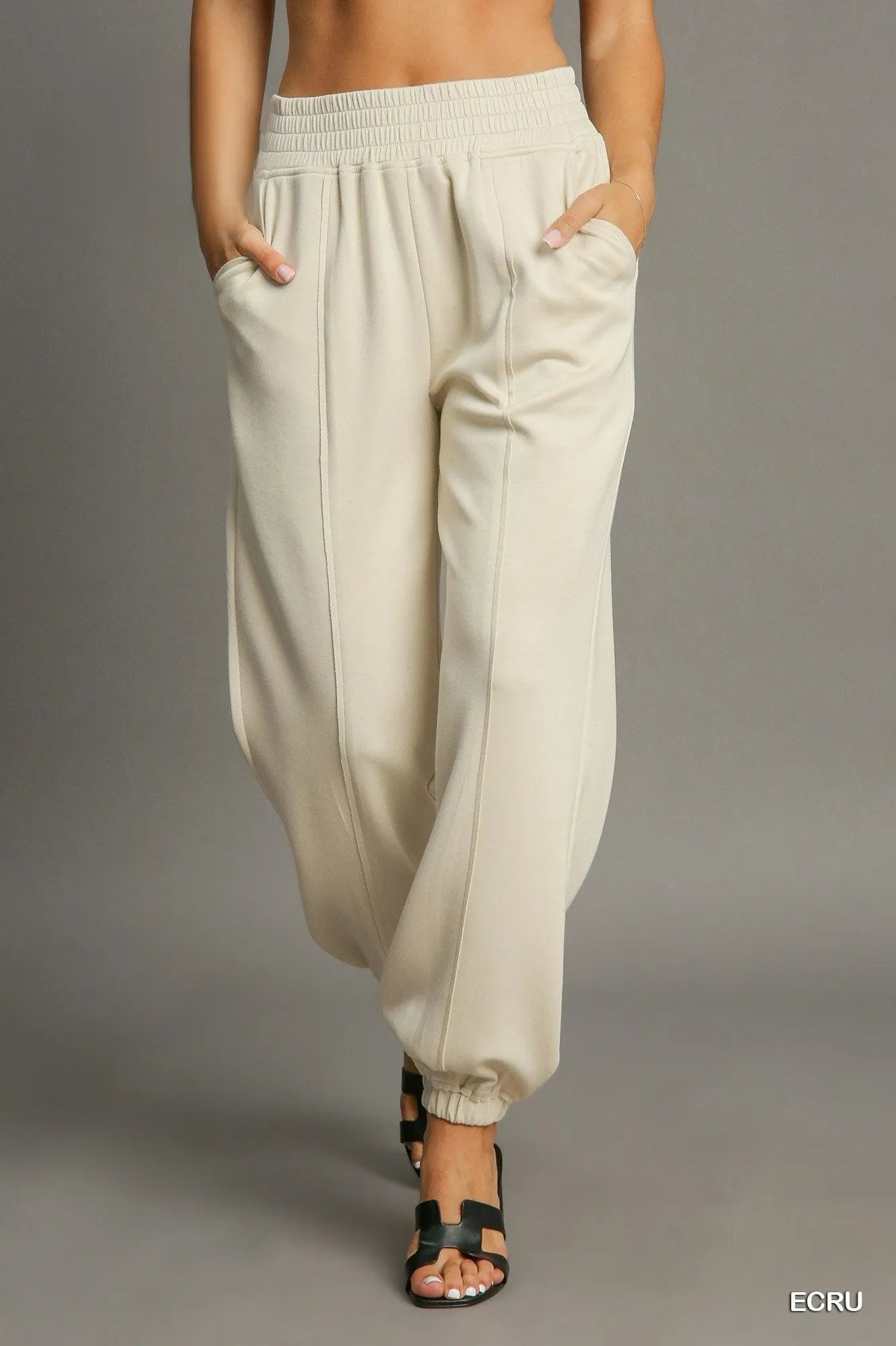 Drawstring Jogger Bottoms with Seam Accent