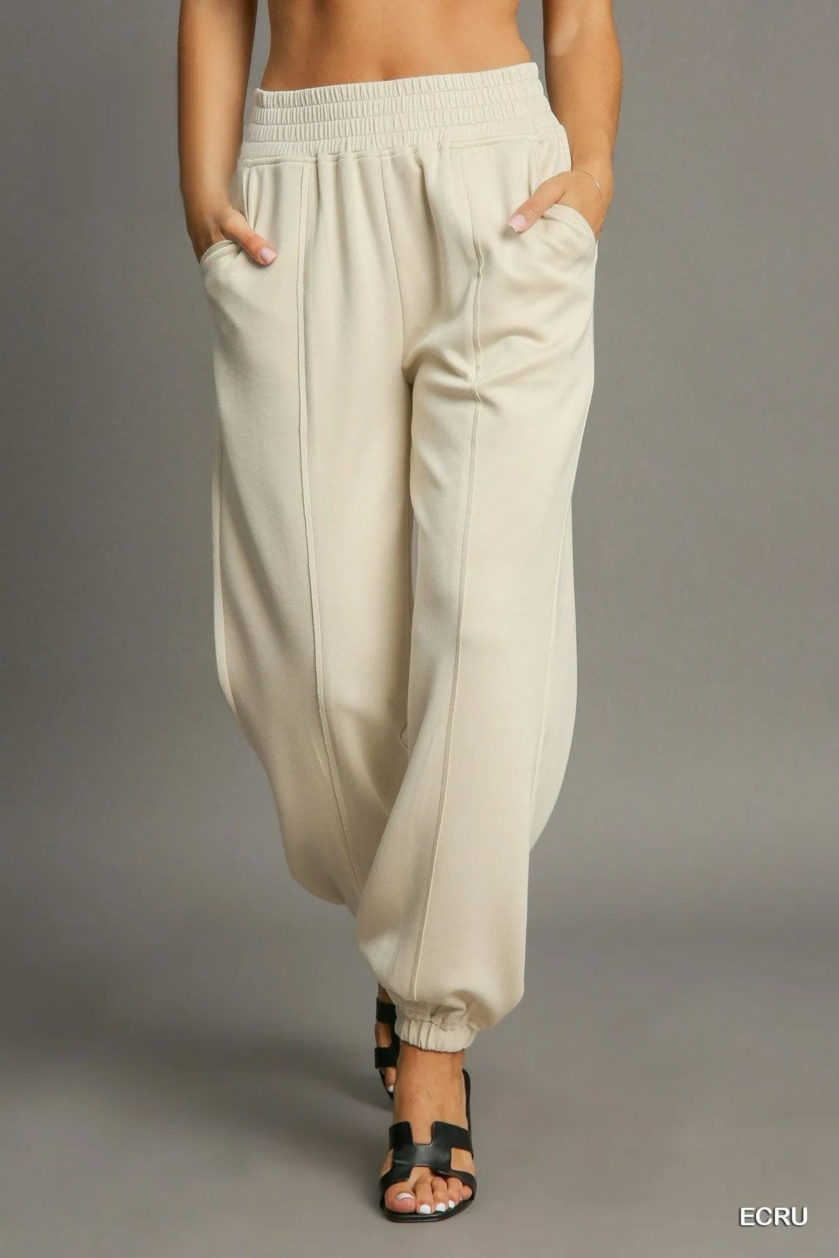 Drawstring Jogger Bottoms with Seam Accent